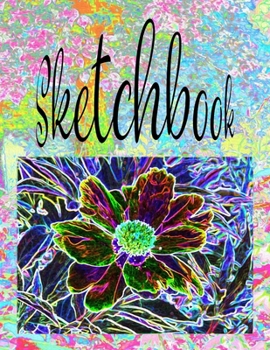 Paperback Sketchbook: Featuring Abstract Garden Peony in Black and Blue and Aqua and Hot Pink Sunrise in My Rubio Garden Original Digital Oi Book