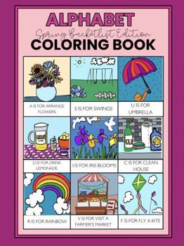 Paperback Alphabet Coloring Book: Spring Bucket List Edition Book