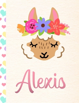 Paperback Alexis: Personalized Llama Sketchbook For Girls With Pink Name - 8.5x11 110 Pages. Doodle, Draw, Sketch, Create! Book