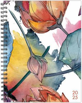Spiral-bound Watercolor Flora 2025 6.5 X 8.5 Softcover Weekly Planner Book