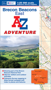 Paperback Brecon Beacons East A-Z Adventure Atlas Book