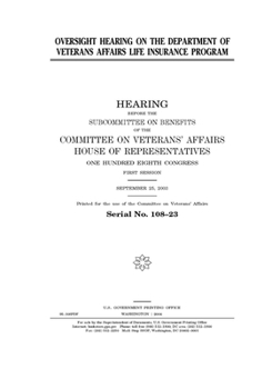 Paperback Oversight hearing on the Department of Veterans Affairs life insurance program Book