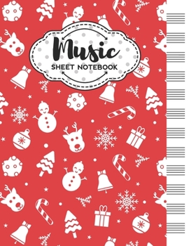 Music Sheet Notebook: Blank Staff Manuscript Paper with Merry Christmas Themed Cover Design