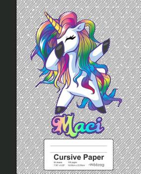 Paperback Cursive Paper: MACI Unicorn Rainbow Notebook Book