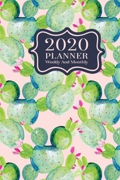 2020 Planner Weekly And Monthly: 2020 Planner Cactus - Jan To Dec- Agenda Calendar - Monthly Weekly Views And Vision Board - 6x9 In - Watercolor Pattern On Pink Blush Cover