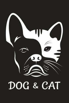 Paperback Dog & Cat: Dog & Cat Face On Black Cover, Blank Lined Journal Notebook, College Ruled Size 6" x 9", 110 Pages, Gift for Dog & Cat Book