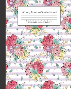 Primary Composition Notebook: Retro Glam Audrey Breakfast Blue Black |Grades K-2 | Handwriting Practice Paper|Primary Ruled With Dotted Midline | 100 ... Girls | Elementary | Teacher | School | Gift