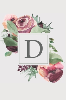 Paperback D: Pink Monogram Sketchbook - 110 Sketchbook Pages (6 x 9) - Soft Pink Roses and Peonies in a Watercolor Monogram Sketch Book