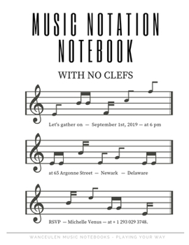 Paperback MUSIC NOTATION NOTEBOOK with no clefs Book