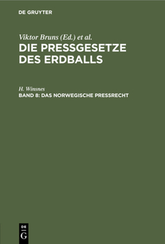 Hardcover Das Norwegische Preßrecht [German] Book