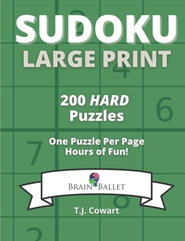 Paperback Sudoku Large Print: 200 Hard Puzzles One Puzzle Per Page [Large Print] Book