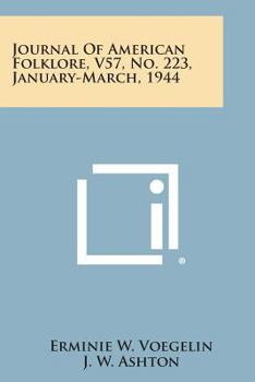 Paperback Journal of American Folklore, V57, No. 223, January-March, 1944 Book