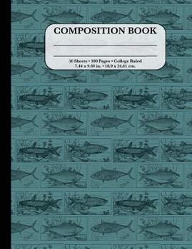 Paperback Composition Notebook: College Ruled - Vintage Blue Fish: Great Composition Book for School Book