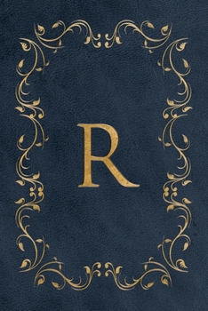R: Faux leather effect / look gold monogram. Personalized letter ruled journal notebook. Elegant traditional design suitable for all: men, women, ... pages in 6 x 9 matte finish, handy size.
