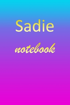 Sadie: Blank Notebook | Wide Ruled Lined Paper Notepad | Writing Pad Practice Journal | Custom Personalized First Name Initial S Blue Purple Gold  | ... Homeschool & University Organizer Daybook