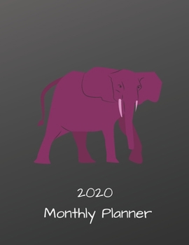 2020 Monthly Planner Purple Elephant Design 8 1/2" x 11"