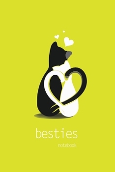Besties Notebook, Blank Write-in Journal, Dotted Lines, Wide Ruled, Medium (A5) 6 x 9 Inches (Yellow)