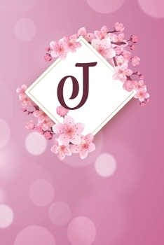 J: Cheery blossom Floral Monogram J Notebook for Man, Women and Girls,  size 6 x 9" 120 pages