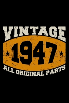 VINTAGE 1947 ALL ORIGINAL PARTS: Dot Grid Journal, Diary, Notebook, 6x9 inches with 120 Pages.