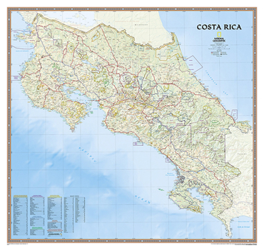 Map National Geographic Costa Rica Wall Map - Laminated (38 x 36 in) (National Geographic Reference Map) Book