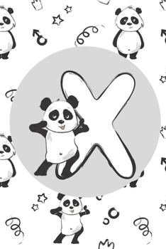 Paperback X: Initial X Monogram Notebook Journal Gift Cute Panda character design Book