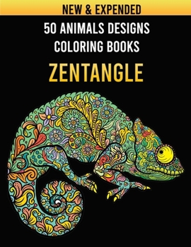 Paperback 50 animals designs coloring books zentangle: activity book for adult, 50 patterns and zentangle mandala designs Book