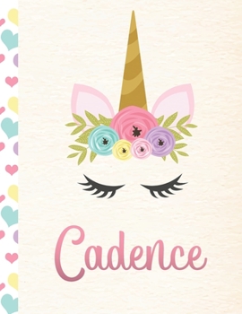 Cadence: Personalized Unicorn Primary Story Journal For Girls With Pink Name | Half Ruled Dotted Midline and Blank Picture Space | Kindergarten to ... | Grades K-2 Composition School Exercise Book