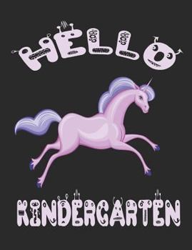 Paperback Hello Kindergarten: Unicorn Face 7.44 X 9.69 100 Pages 50 Sheets Composition Notebook College Ruled Book