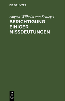 Hardcover Berichtigung einiger Mißdeutungen [German] Book