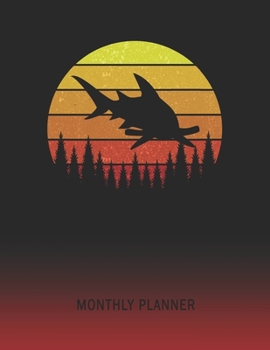 Monthly Planner: Hammerhead Shark | 2 Year Planning for Jan 2020 to Dec 2021 | Retro Vintage Sunset Cover | January 20 - December 21 | Planning ... | Plan Days, Set Goals & Get Stuff Done
