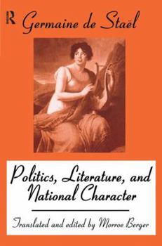 Hardcover Politics, Literature and National Character Book