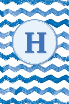 H: Initial Monogram Blank Journal College Rule Lined | 6x9 | Blue Watercolor Stripes (Blue Watercolor Striped Journals)