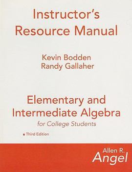 Paperback Elementary and Intermediate Algebra for College Students Instructor's Resource Manual Book