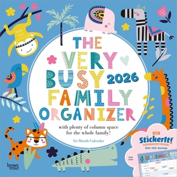 The Very Busy Family Organizer 2026 12 X 24 Inch (Hanging) Monthly Square Wall Calendar Matte Paper and Sticker Sheet Plastic-Free