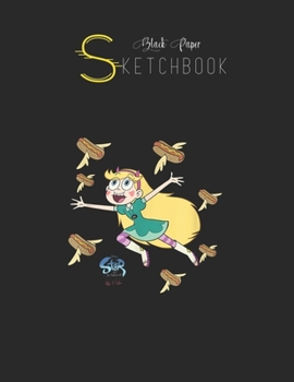 Paperback Black Paper SketchBook: Disney Channel Star Vs The Forces Of Evil Hot Dog Black SketchBook Unline Pages for Sketching and Journal Special Note Book