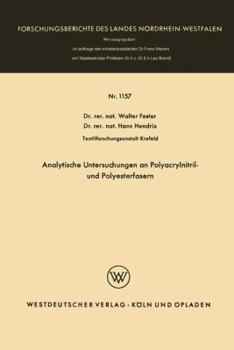 Paperback Analytische Untersuchungen an Polyacrylnitril- Und Polyesterfasern [German] Book