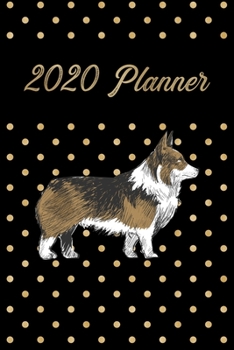Planner: Increase productivity, improve time management, reach your goals: Corgi illustration black polka dot modern trendy cover design (Diary)