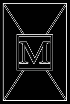 M: Personalized Dot Grid Bullet BUJO Notebook Journal Modern Sleek Black White Minimalist Initial Monogram Letter M - Many Usage Handy Travel Size For Boys MenTeens