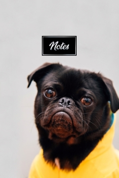 Pug Dog Pup Puppy Doggie Notebook Bullet Journal Diary Composition Book Notepad - Yellow Wax Jacket: Cute Animal Pet Owner Composition Book with 100 Dotted Dot Grid Paper Pages in 6” x 9” Inch