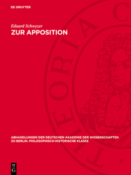 Hardcover Zur Apposition [German] Book