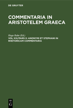 Hardcover Anonymi Et Stephani in Rhetoricam Commentaria [Latin] Book