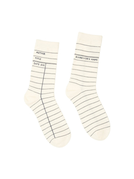 Apparel Library Card White Socks Large Book