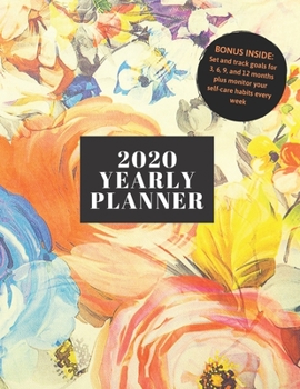 Paperback 2020 Yearly Planner: 8.5x11" Yearly Self-Care and Goal Tracking Yearly Planner (vintage floral) Book