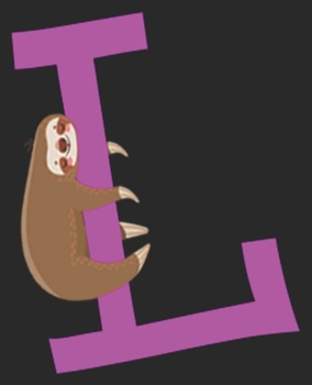 L: Cute Sloth Initial Letter First Name Purple Girl Composition Notebook 100 Wide Ruled Pages Journal Diary