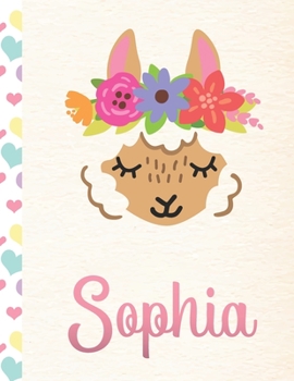 Paperback Sophia: Personalized Llama Journal For Girls - 8.5x11 110 Pages Notebook/Diary With Pink Name Book