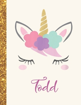 Todd: Todd Unicorn Personalized Black Paper SketchBook for Girls and Kids to Drawing and Sketching Doodle Taking Note Marble Size 8.5 x 11