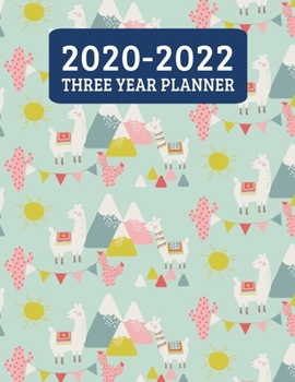 Paperback 2020-2022 Three Year Planner: Monthly Planner - 36 Month Calendar Planner Diary for 3 Years With Notes - Retro Cute Llama (8.5"x11") Book