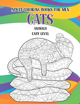 Paperback Adult Coloring Books for Men Easy Level - Animals - Cats Book
