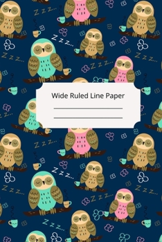 Paperback Cute Sleep Owl Theme Wide Ruled Line Paper Book