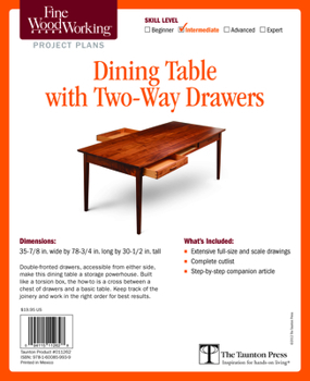 Paperback Fine Woodworking's Dining Table with Two-Way Drawers Plan Book